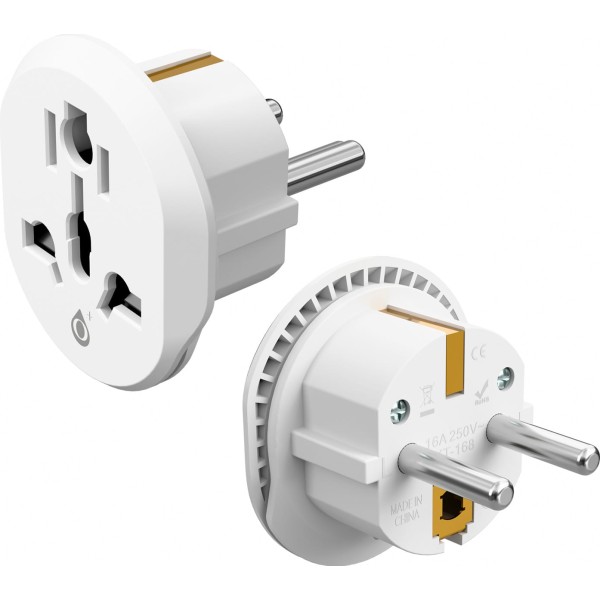 Jc na0582 blanco / adaptador de corriente universal para viaje / 2500w max / 16a